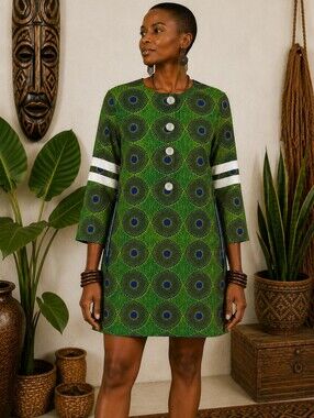 Maison Chateau Rouge Sebidor Printed Cotton Shift Dress Art-to-Wear Women's XS
